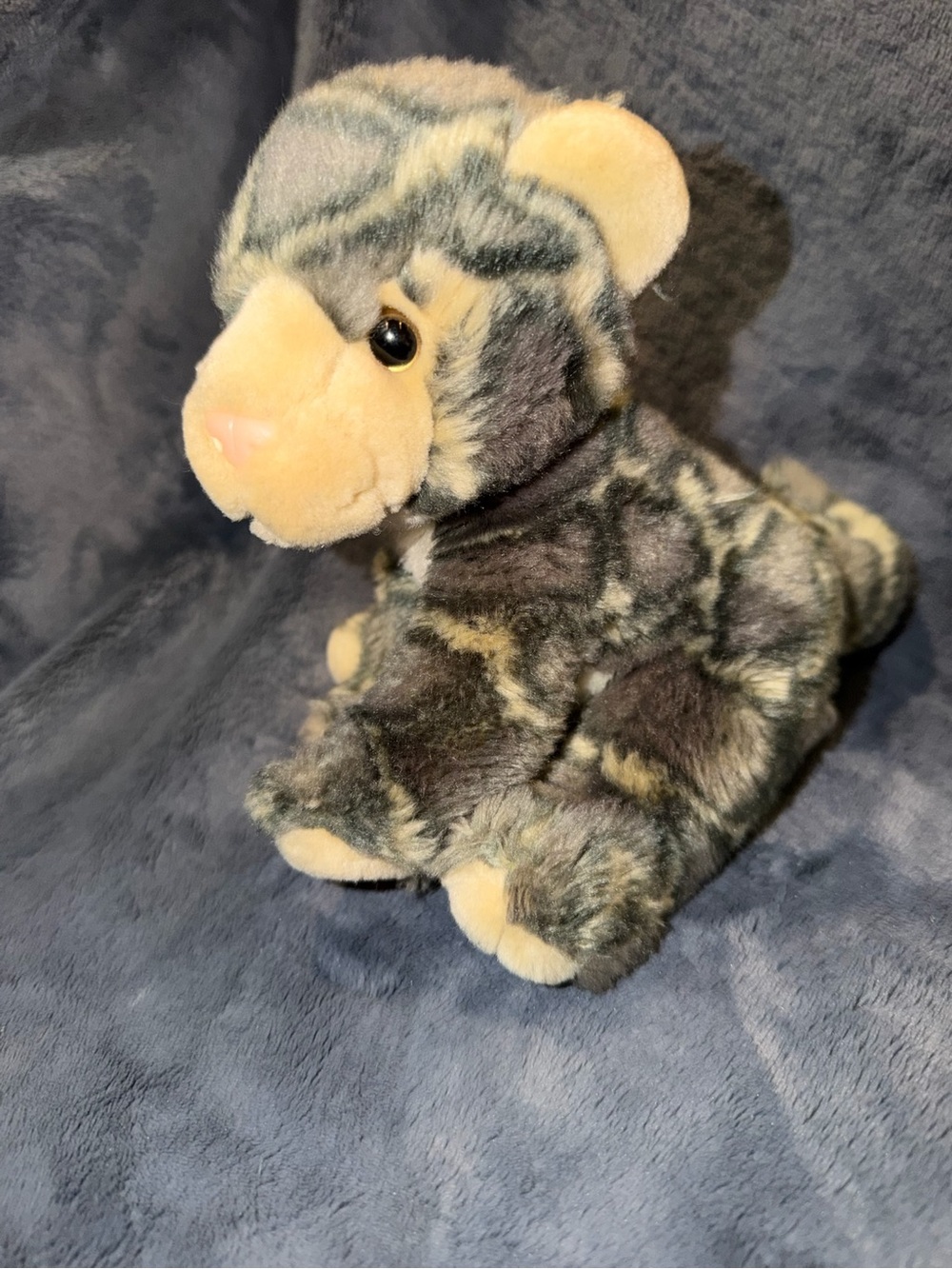 Clouded Leopard Cub Plush Fiesta 10” Gray White Tan Purple Soft Sitting